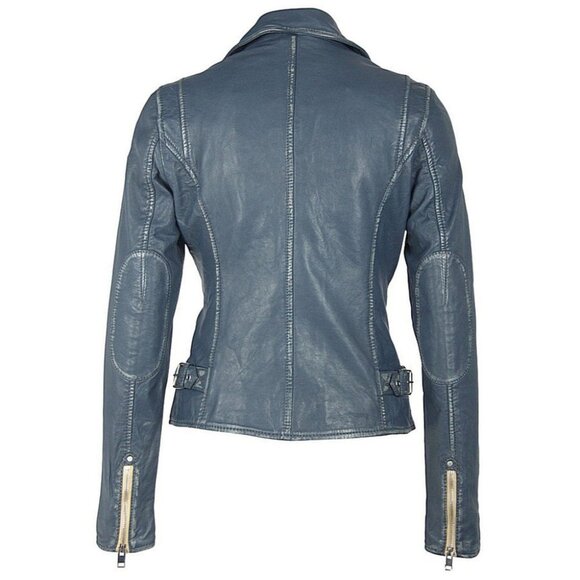 SOLD Mauritius Lamb Leather Moto Jacket Denim Blue - Picture 15 of 16